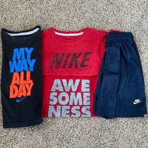 Nike 4T Play Clothes. Tee shirts and mesh shorts